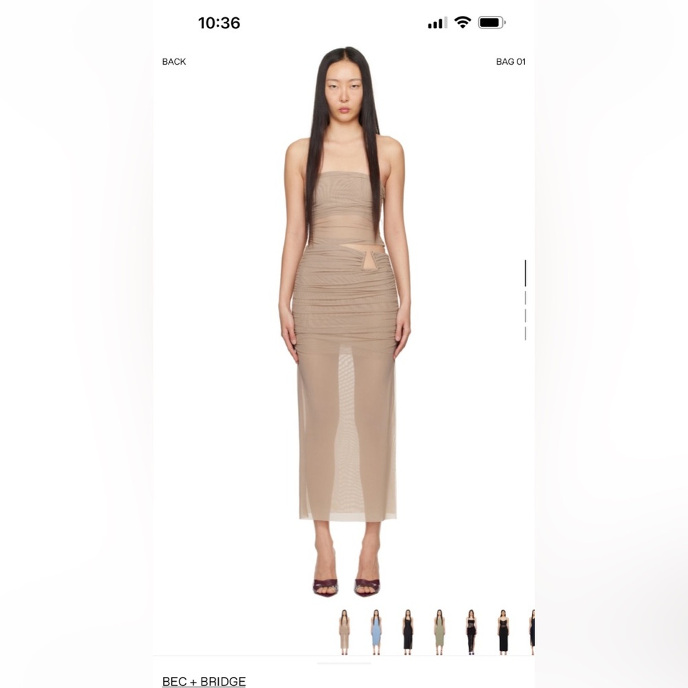 Bec + Bridge Taupe Iona Midi Dress